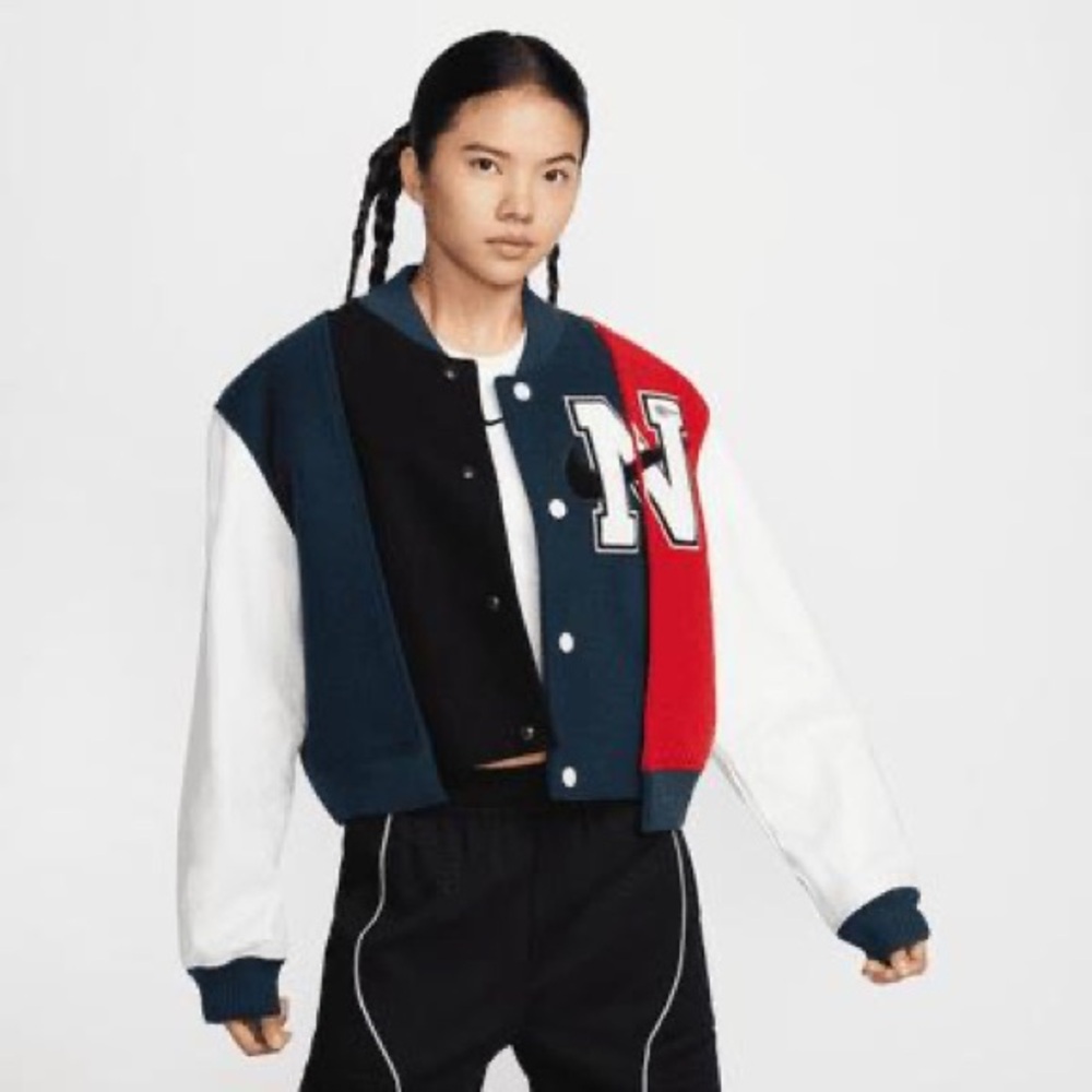 Nike vintage retro special edition leather  oversized jacket coat $500